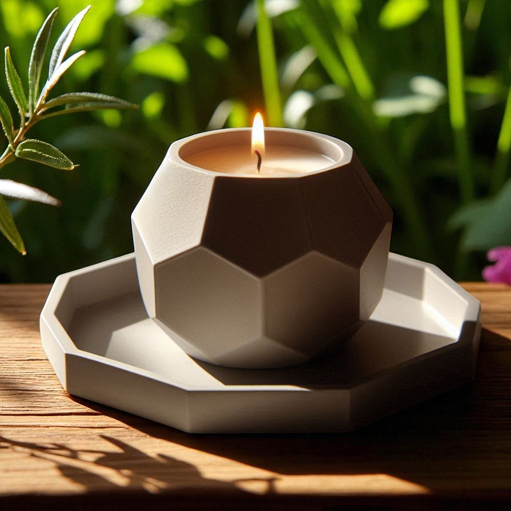 Octagonal Led Tealight Candle Holder with Tray
