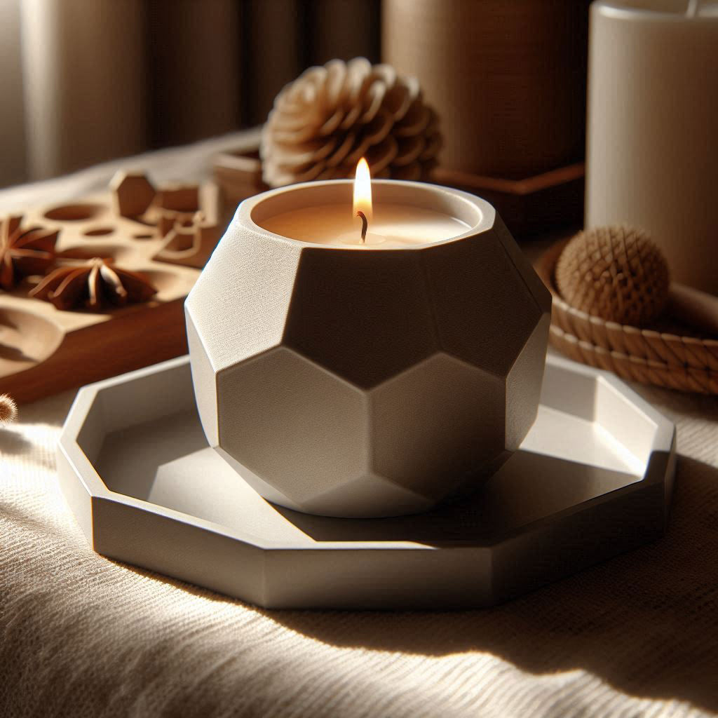 Octagonal Led Tealight Candle Holder with Tray