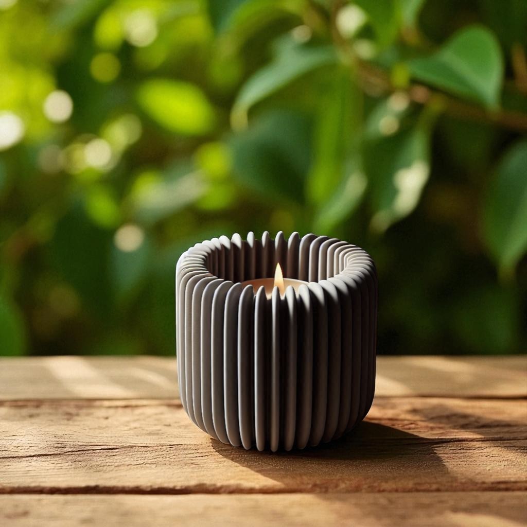 Vertical Ribbed Led Tealight Holder