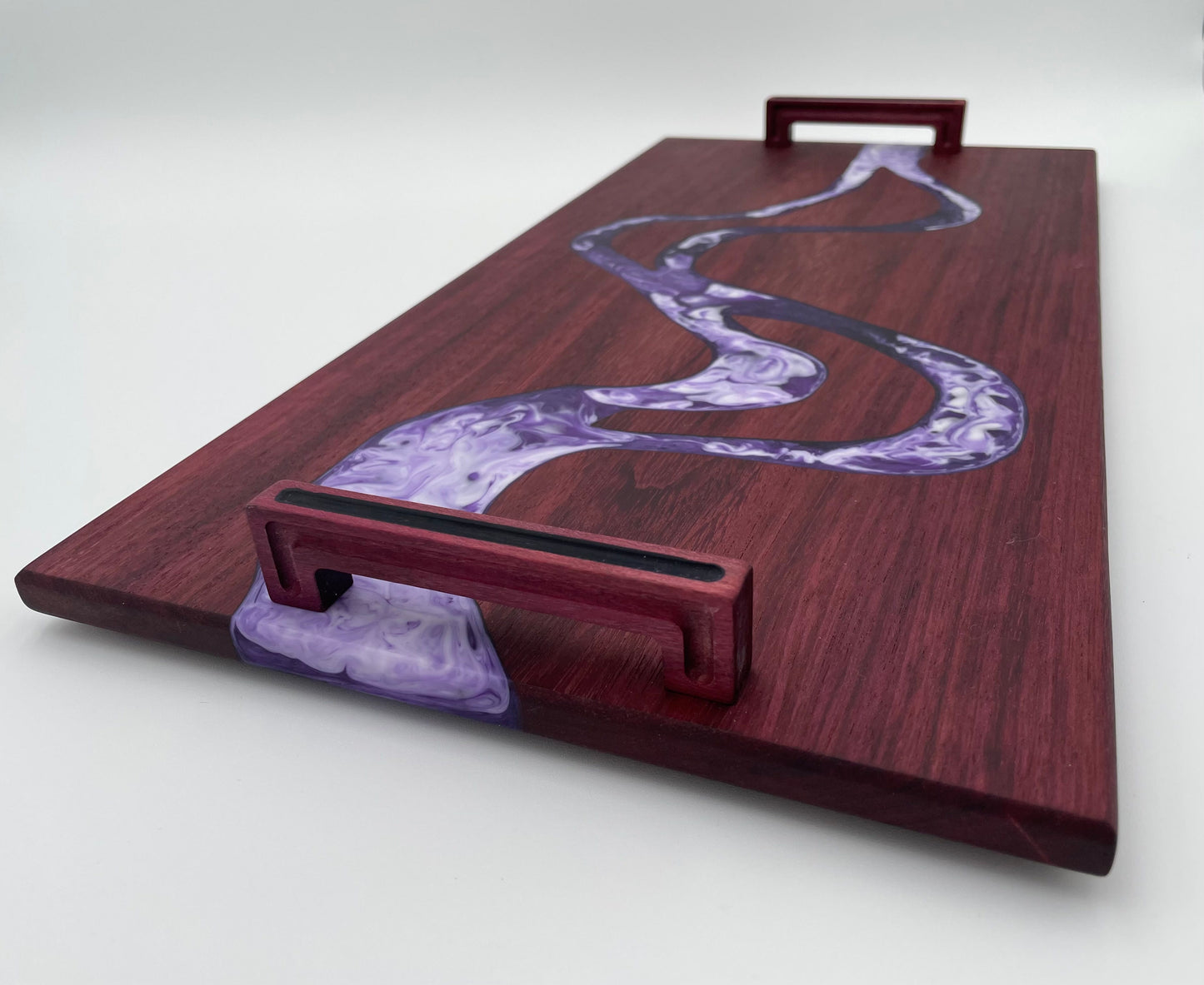 Purple Heart Wood Charcuterie Board handmade with resin inlay