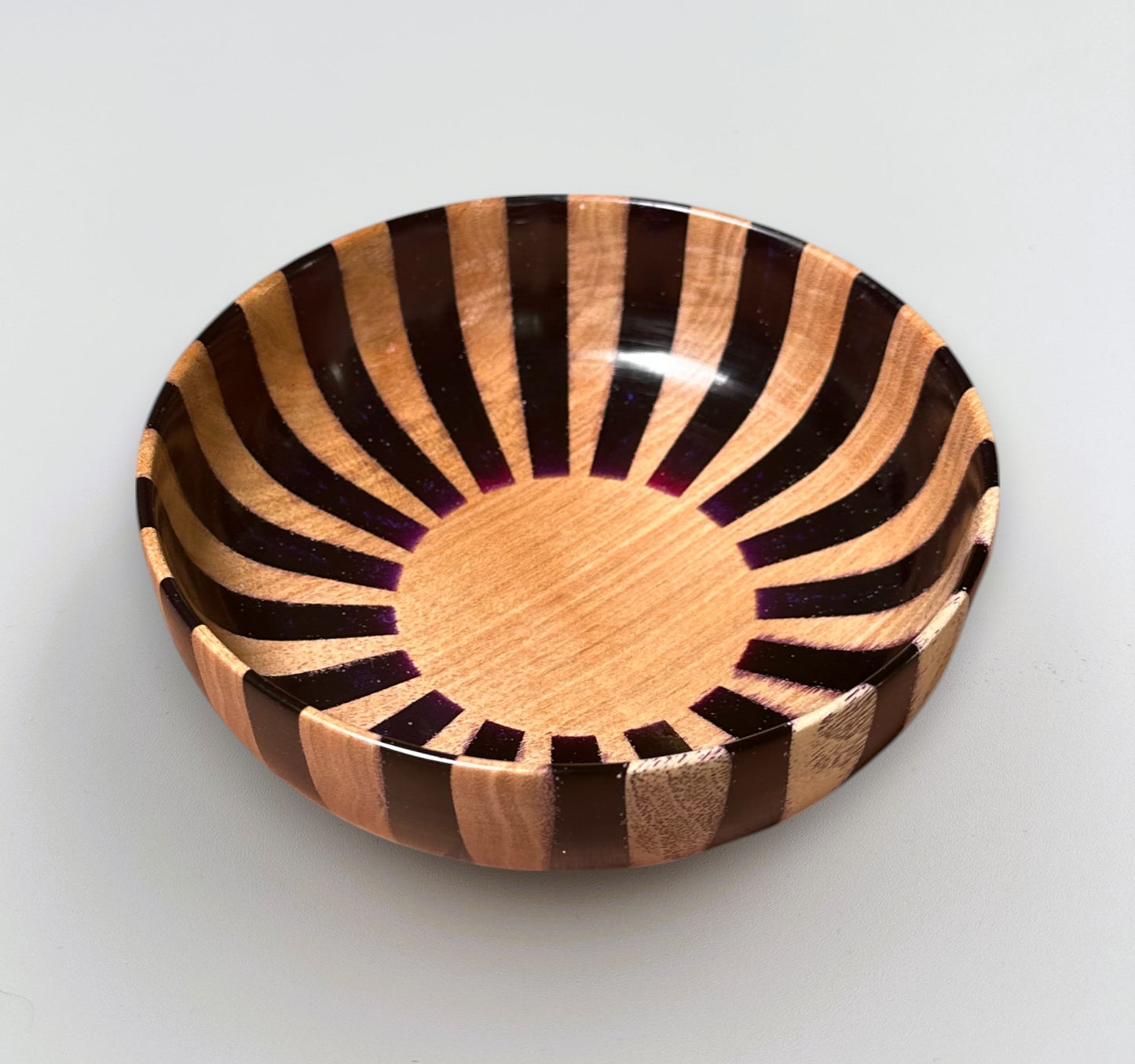 Wooden Maple Bowl with Red Resin Patern