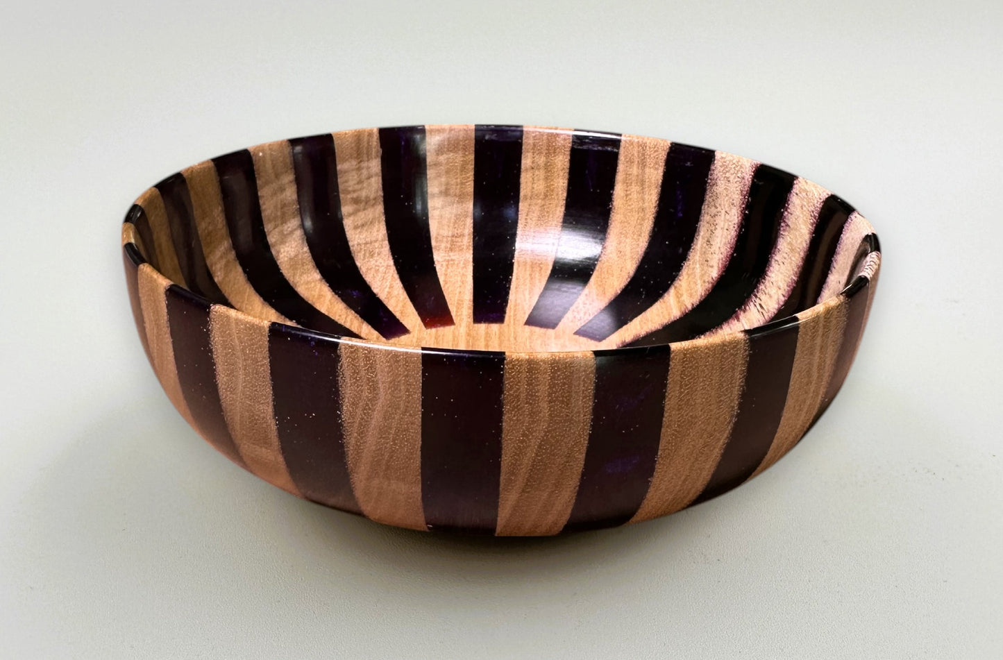 Wooden Maple Bowl with Red Resin Patern