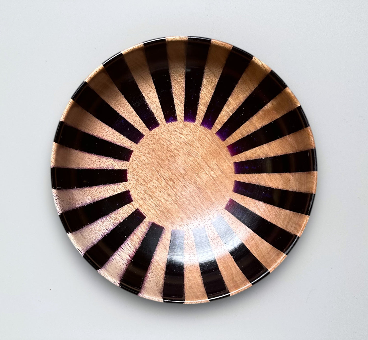 Wooden Maple Bowl with Red Resin Patern