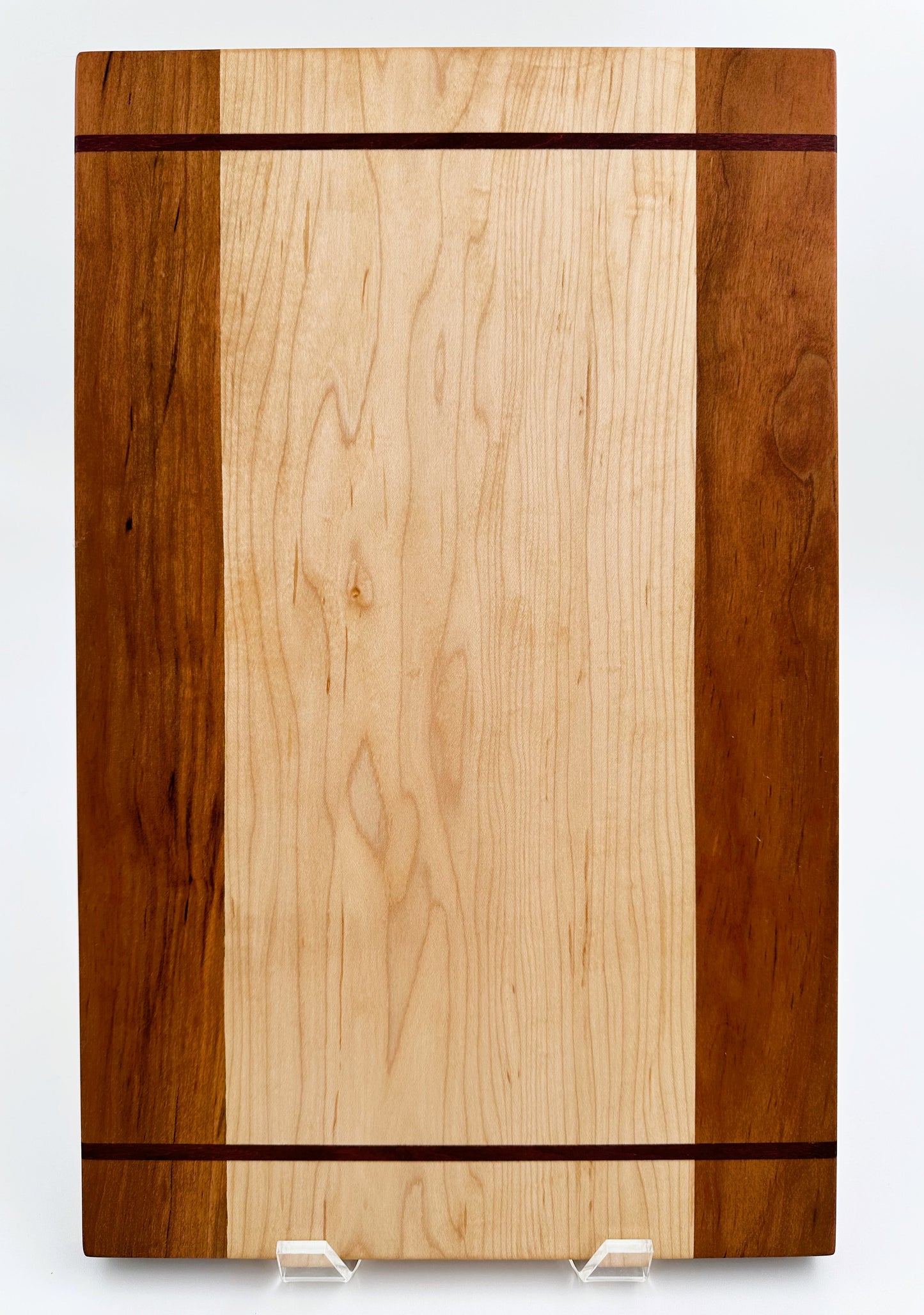 Maple Cutting Board with Cherry Edging and Purple Heart Inlay