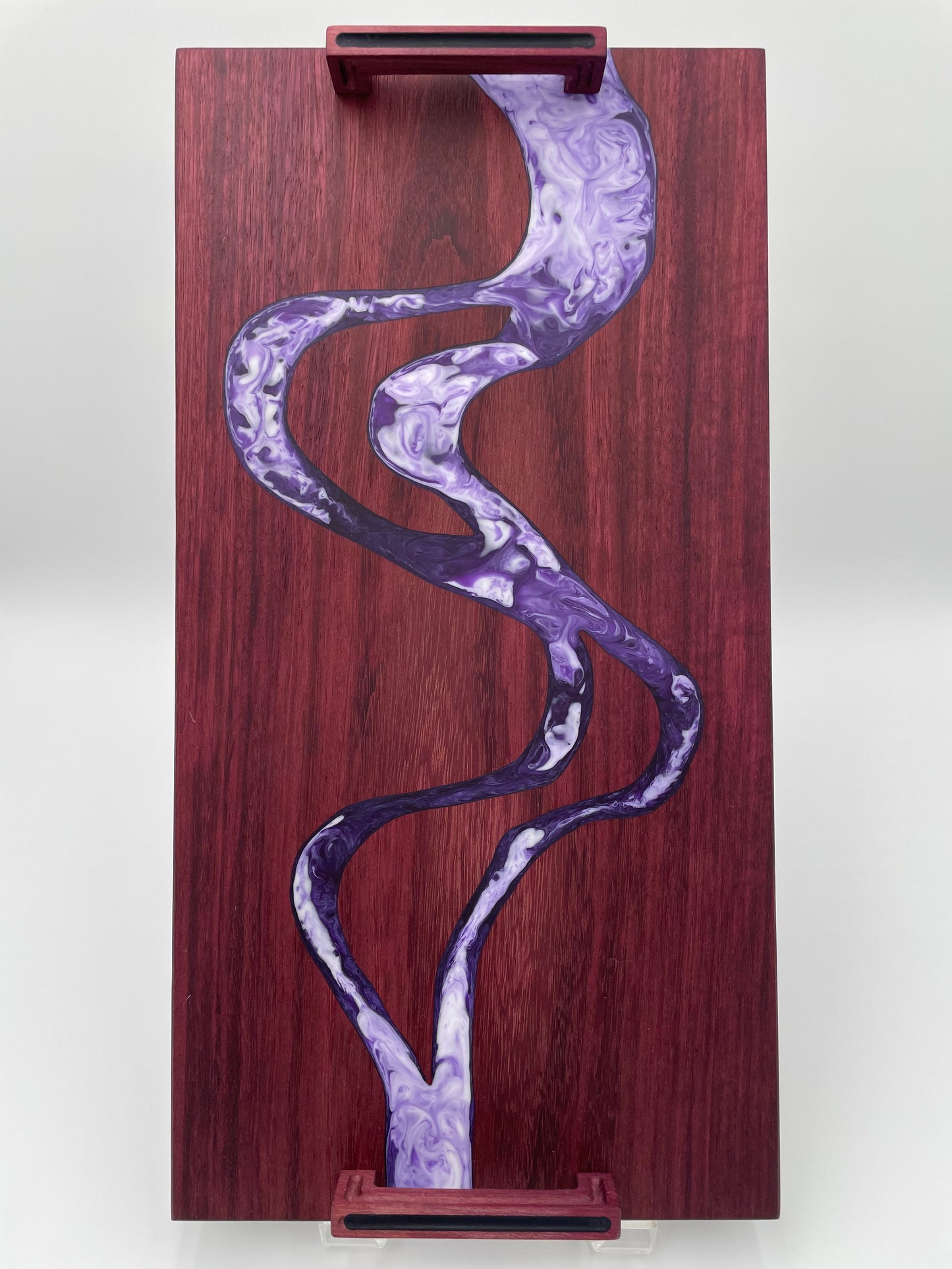 Purple Heart Wood Charcuterie Board handmade with resin inlay