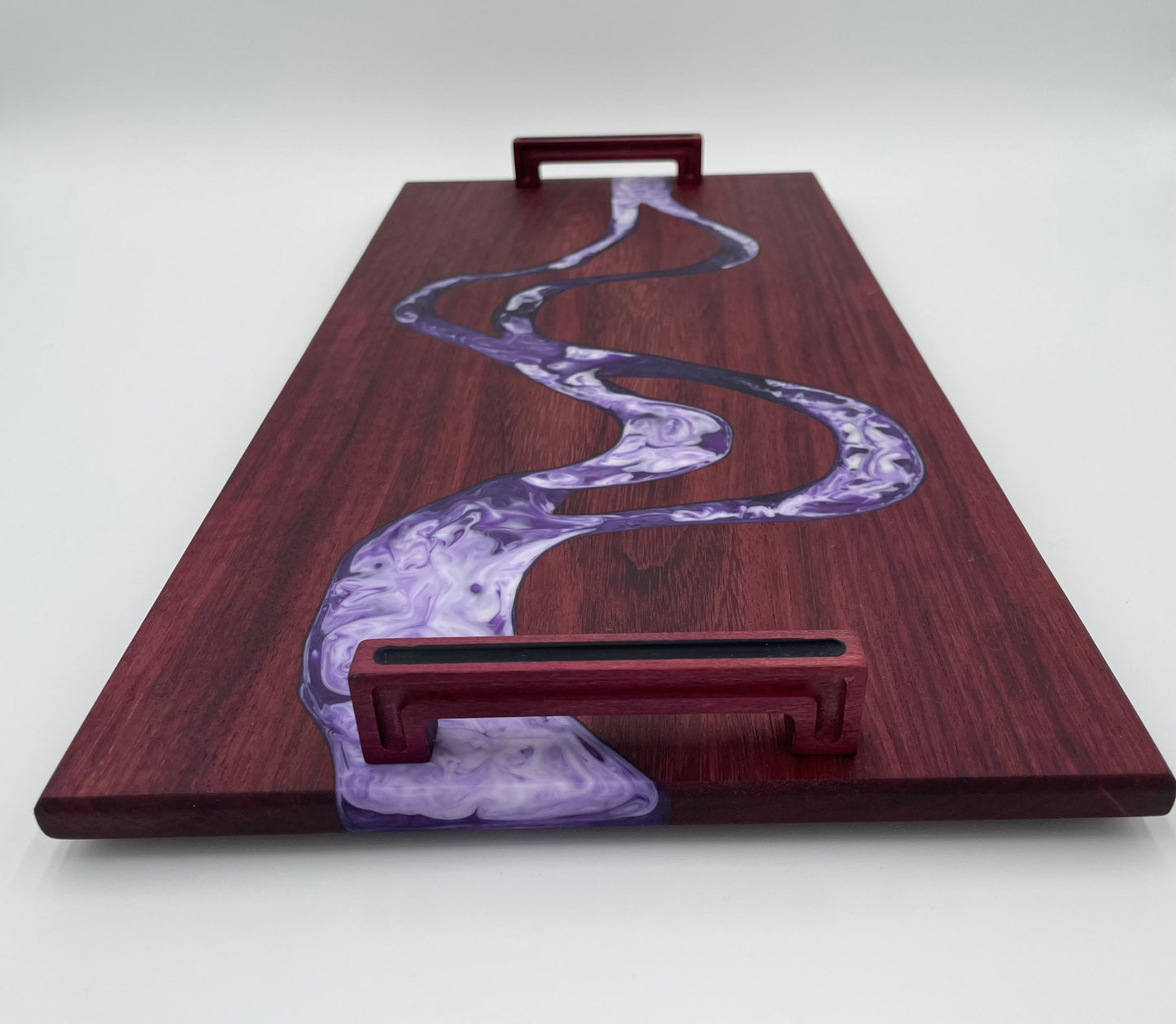 Purple Heart Wood Charcuterie Board handmade with resin inlay