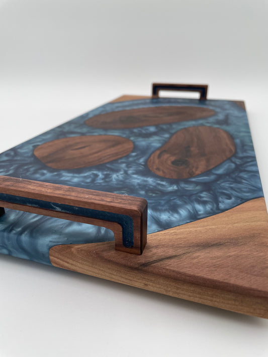 Walnut Charcuterie Board handmade with resin inlay