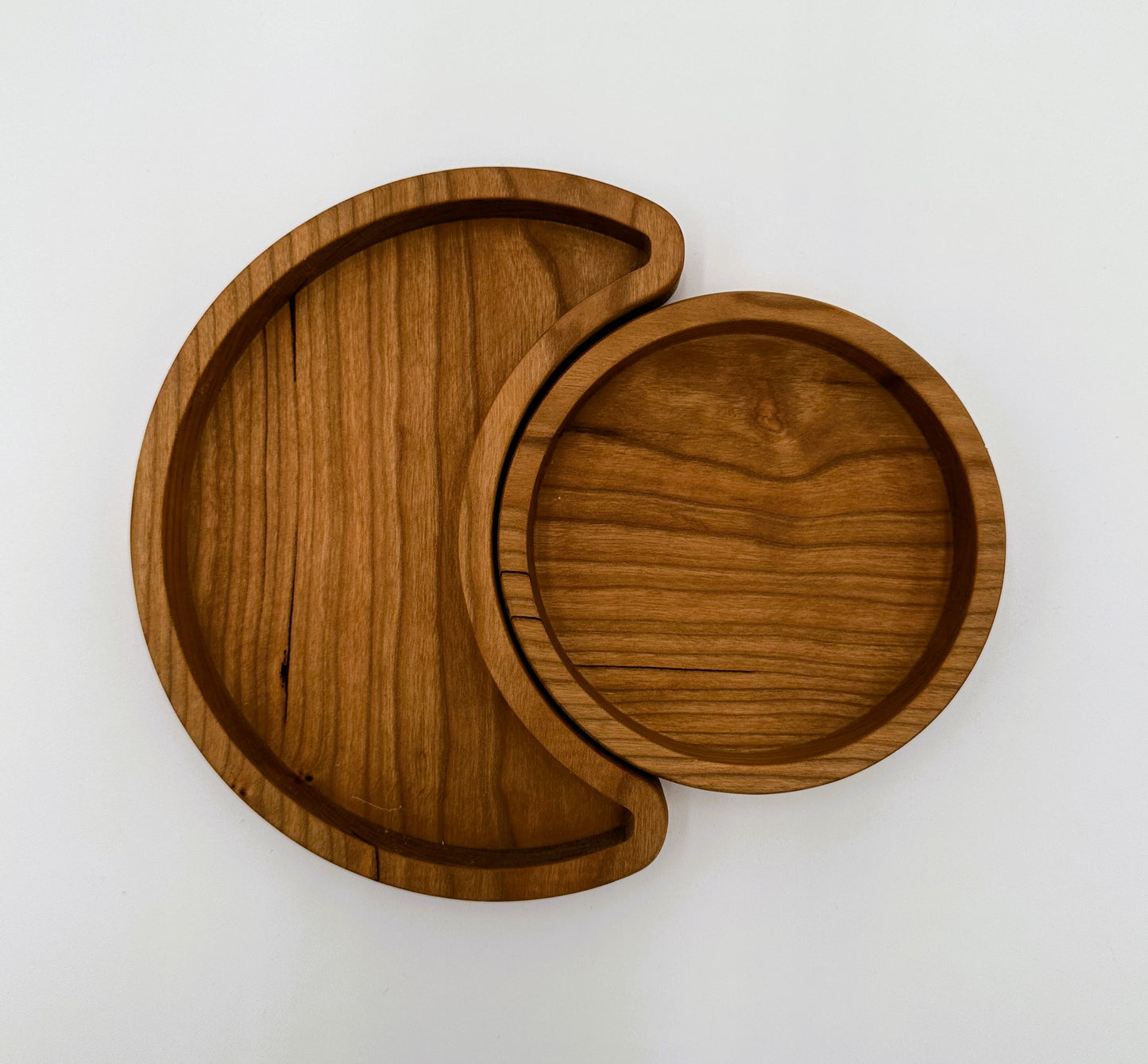 Cherry Wood Sun & Moon Tray