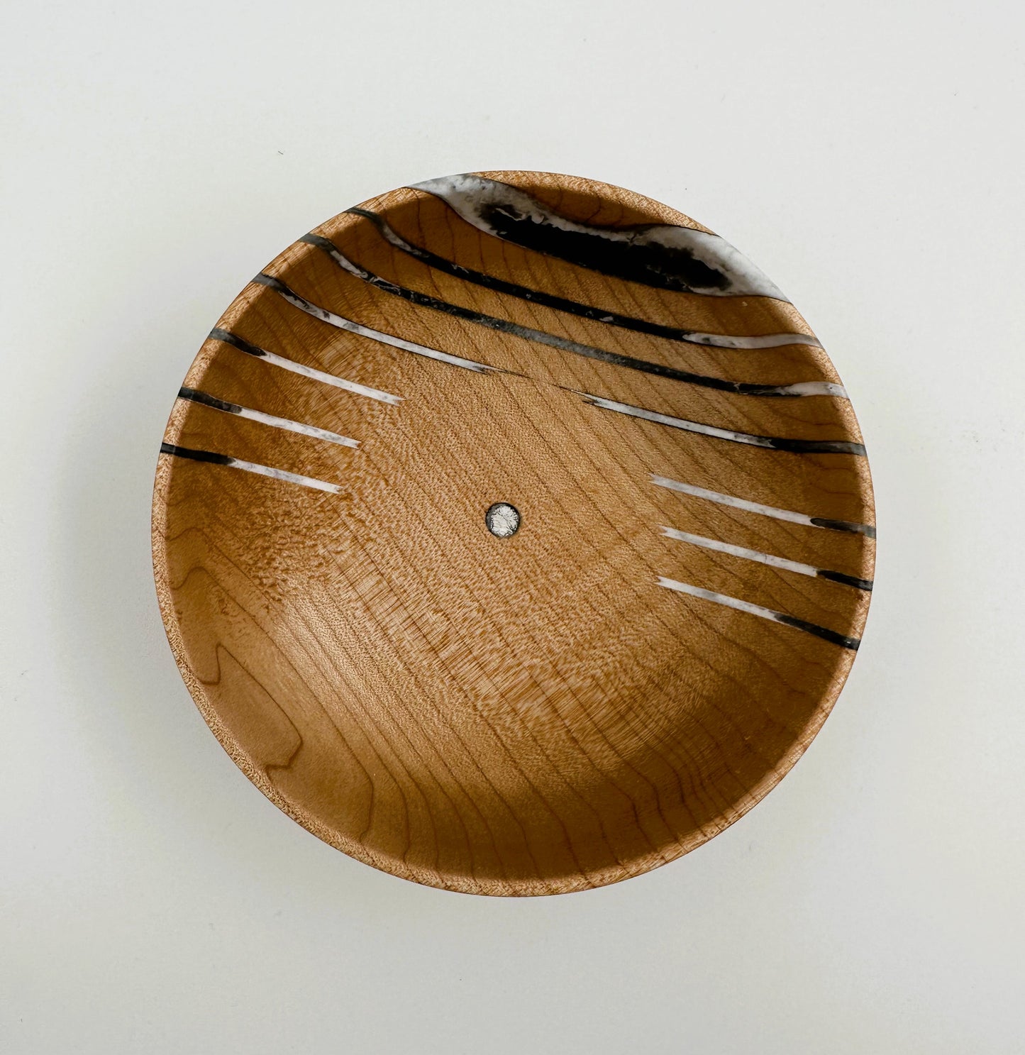 Wooden Maple Bowl with Blue White Resin Infusion